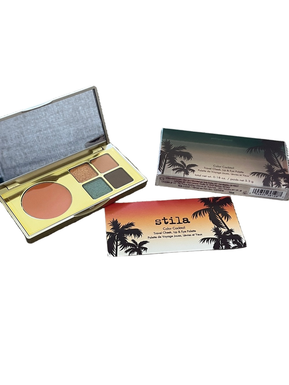 Stila Color Cocktail Palette - Peach Blush with Gold, Green & Brown Shadows